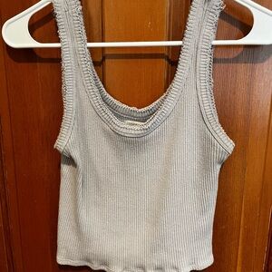 Gray Ribbed Tank Top